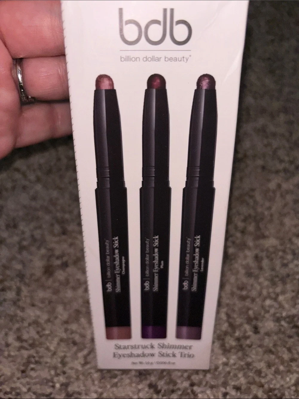 bdb Starstruck Shimmer Eyeshadow Stick Trio - champagne, plum,  lavender NIB